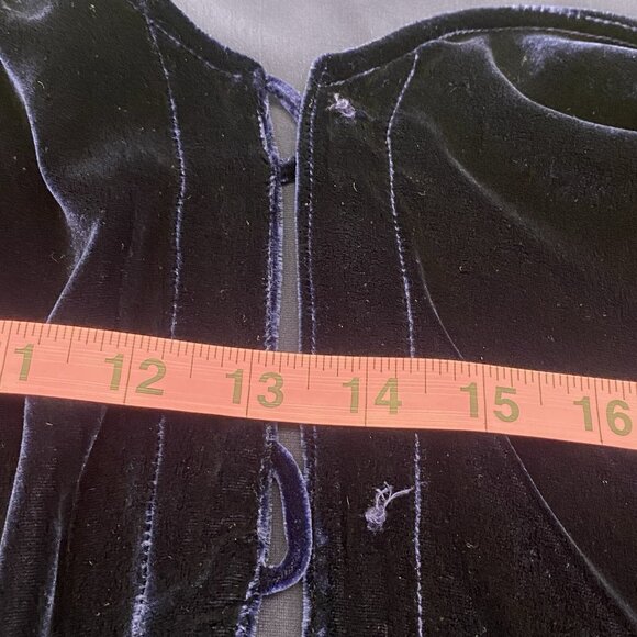 Vtg BRYAN EMERSON Women Velvet Cardigan OS Blue Button Front Event Casual 93-10 - Picture 9 of 9